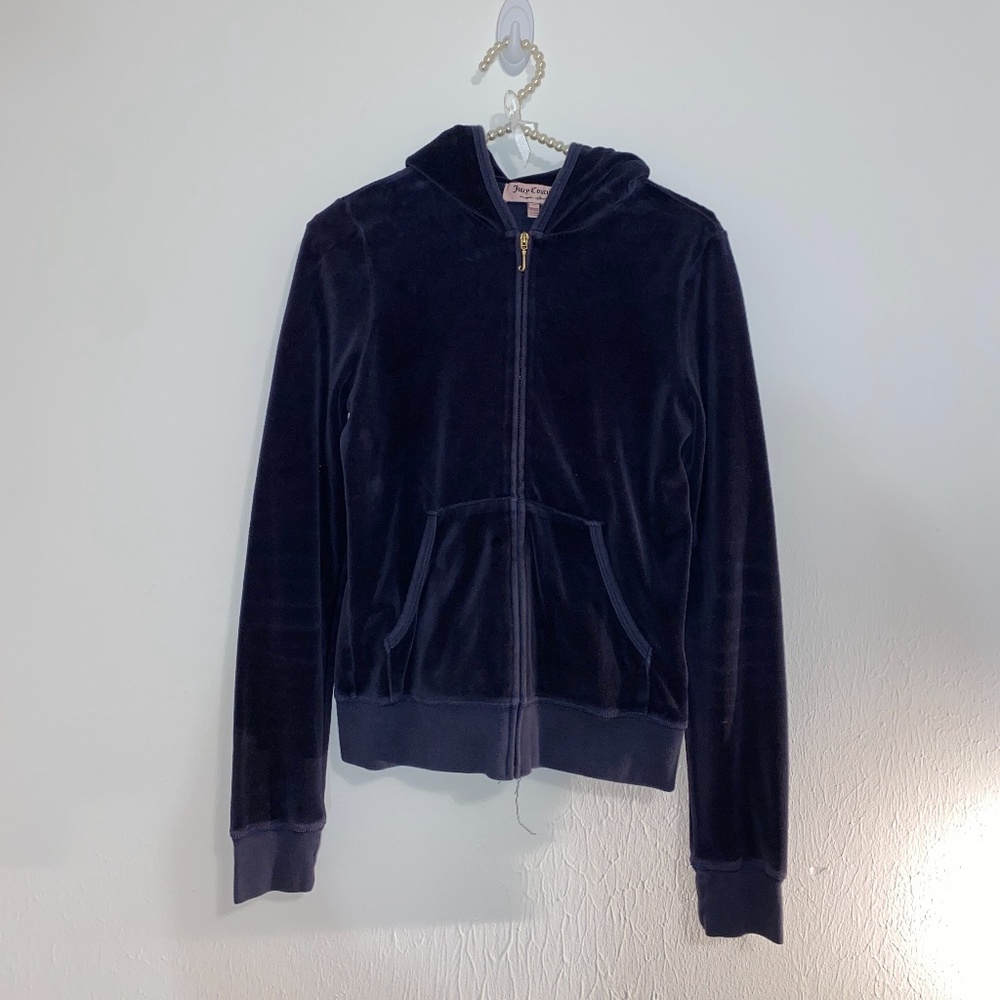 Navy Blue Juicy Couture Velour Track Jacket Size M
